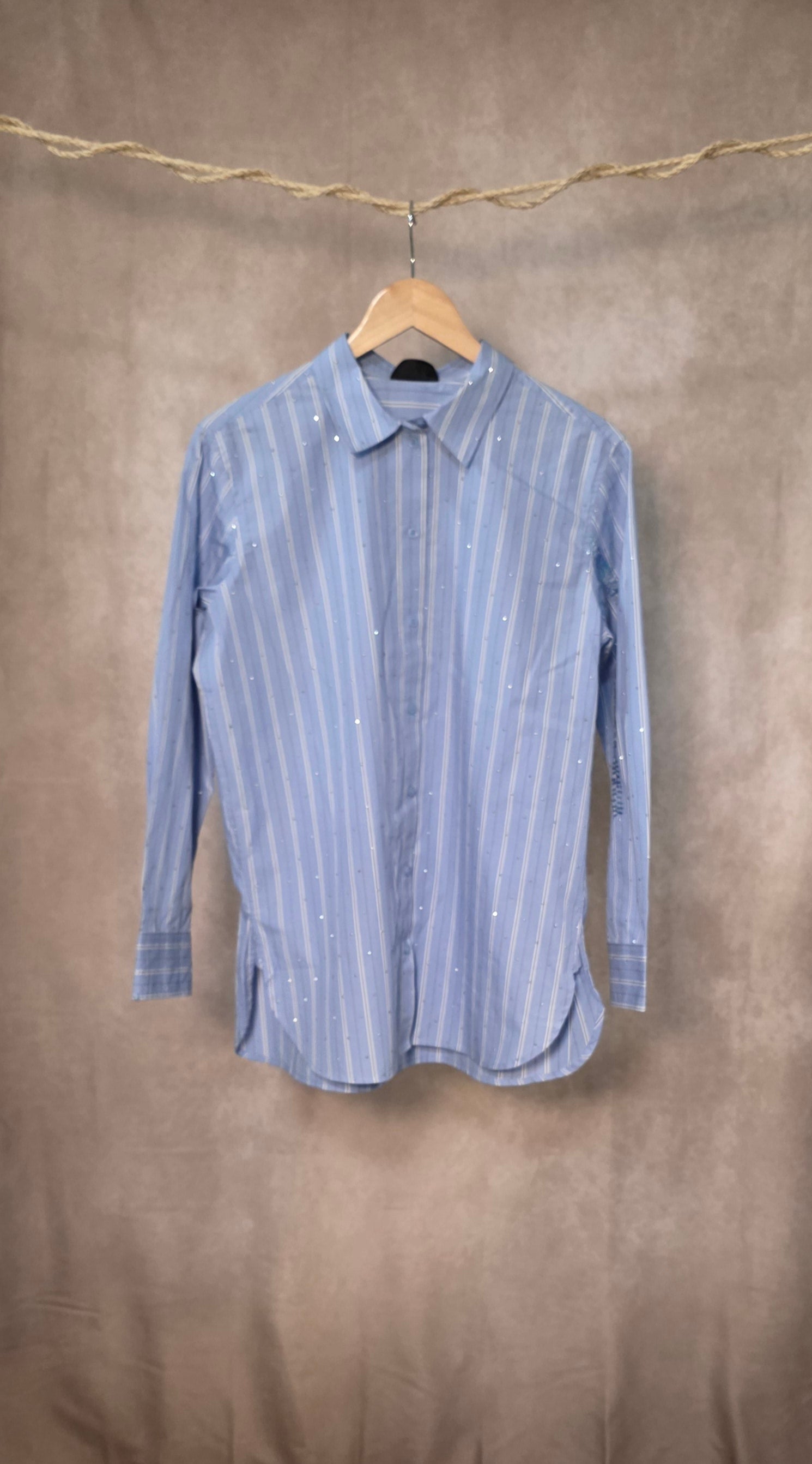 Camicia Gessata con Strass