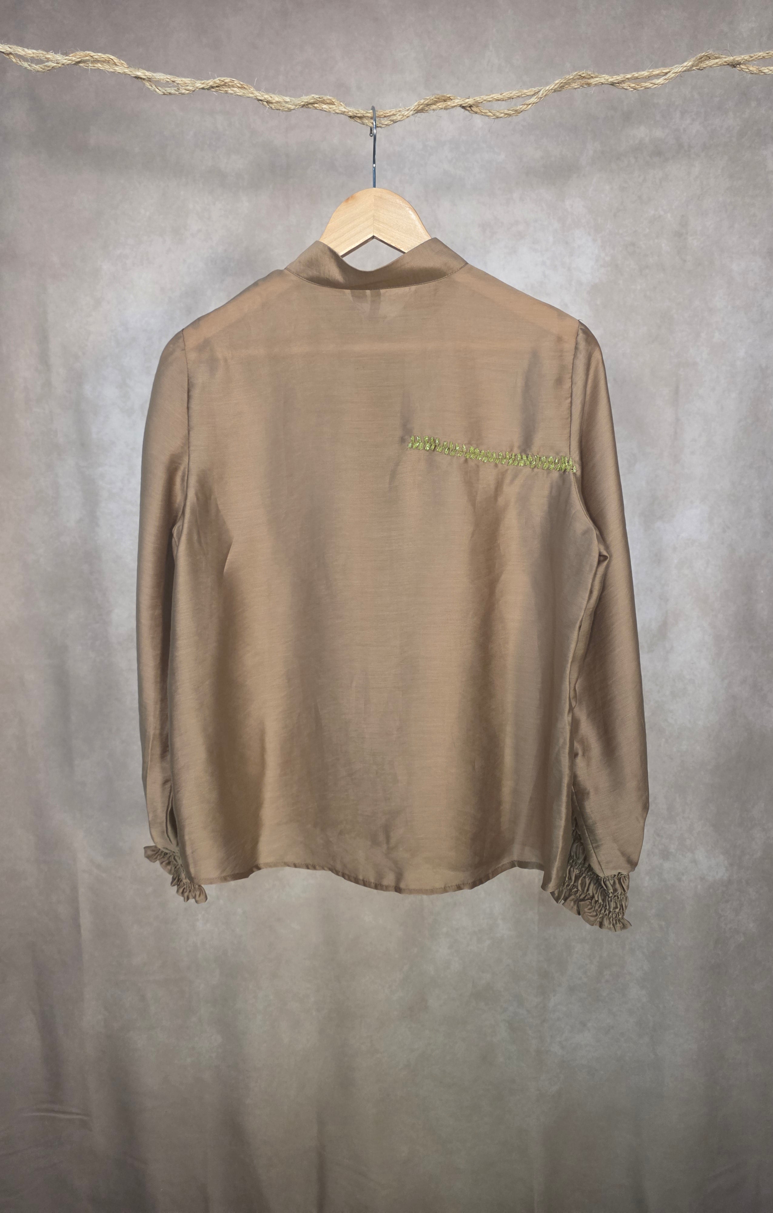 Camicia a manica lunga con colletto coreano
